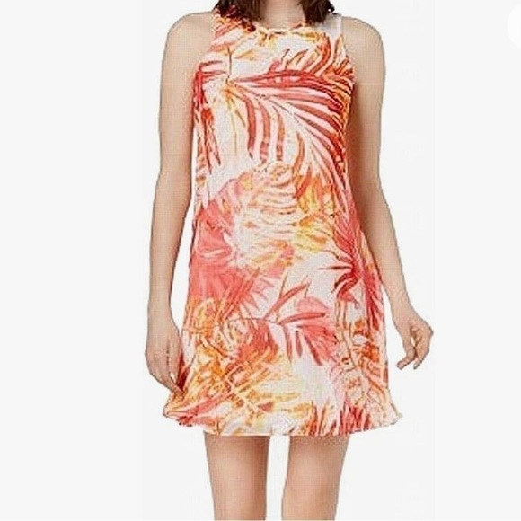 CALVIN KLEIN Printed Sleeveless Trapeze Mini Dress - Picture 2 of 7